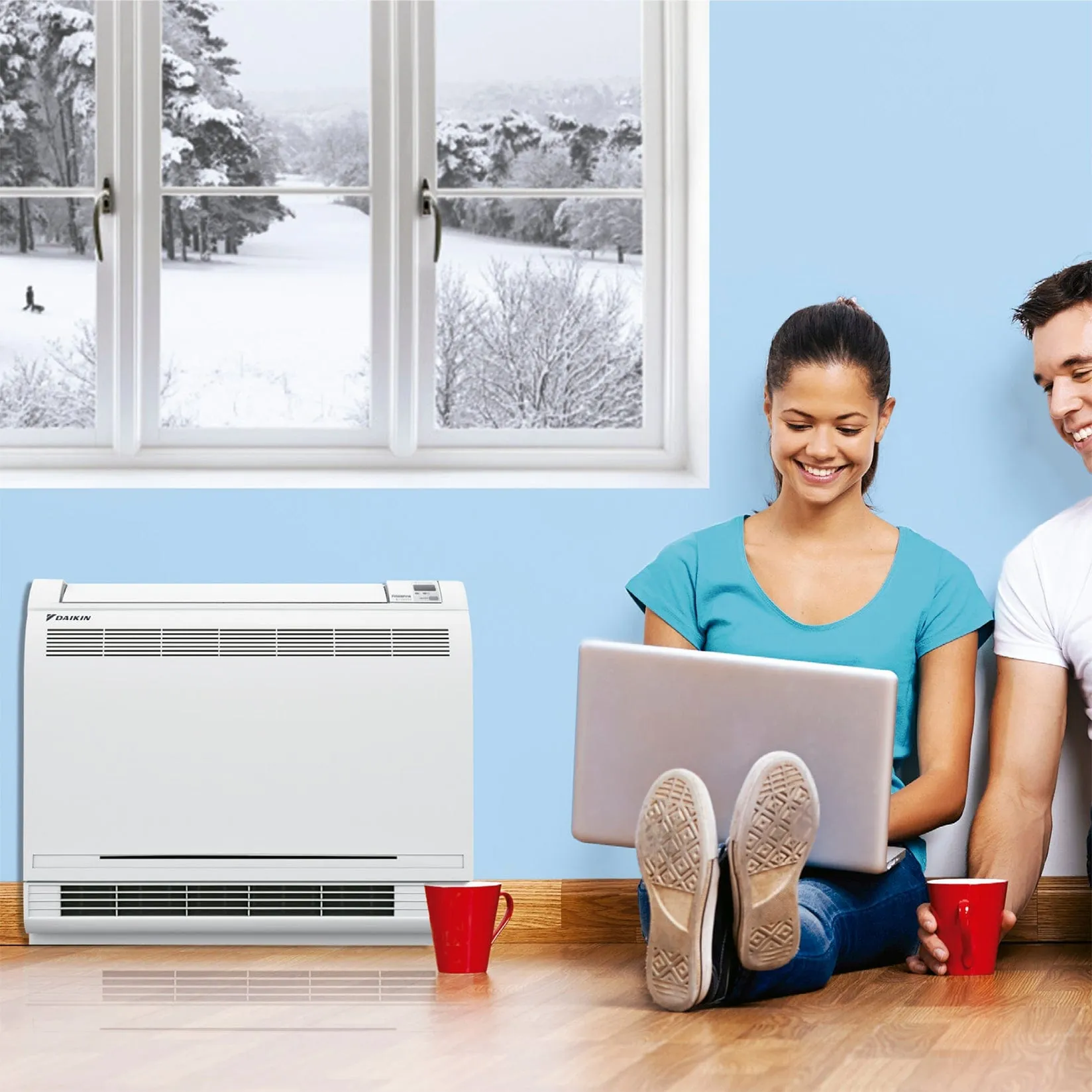 Daikin 3-Zone Floor Standing Hyper Heat Ductless Mini-Split 24000 BTU Heat Pump Air Conditioner 9k   12k   15k - 18 SEER2