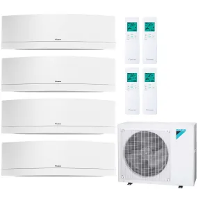 Daikin 4-Zone Wall Mounted Emura White Ductless Mini-Split 48000 BTU Heat Pump Air Conditioner 9k   9k   18k   18k - 20.6 SEER2