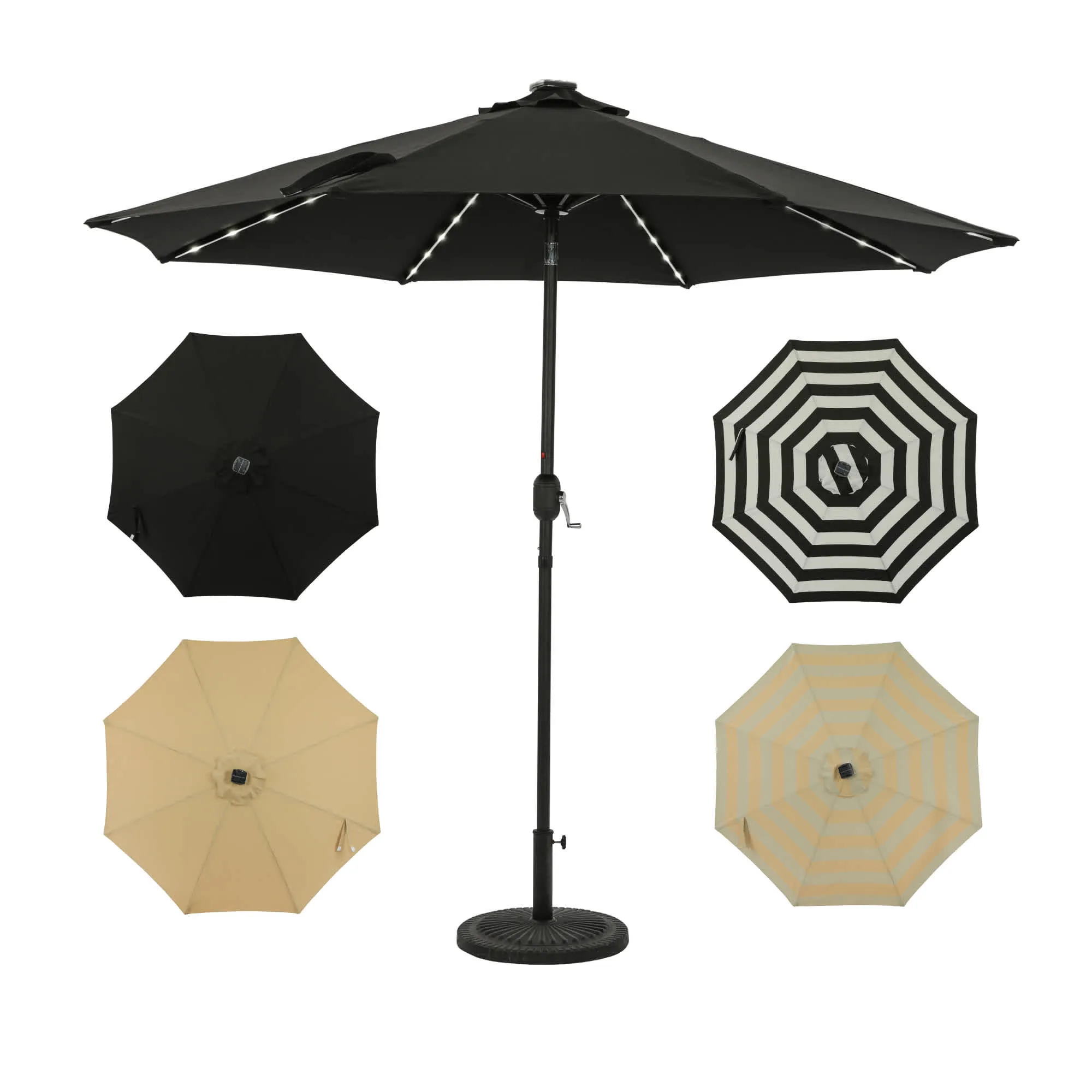 Mirage Fiesta 9-ft Octagonal Market Umbrella with Solar LED Tube Lights - Breez-Tex